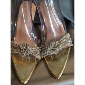 Unbranded Silver Siip On Heels Clear Acrylic Heels Sz Euro 39 US 8.5 Cinderella